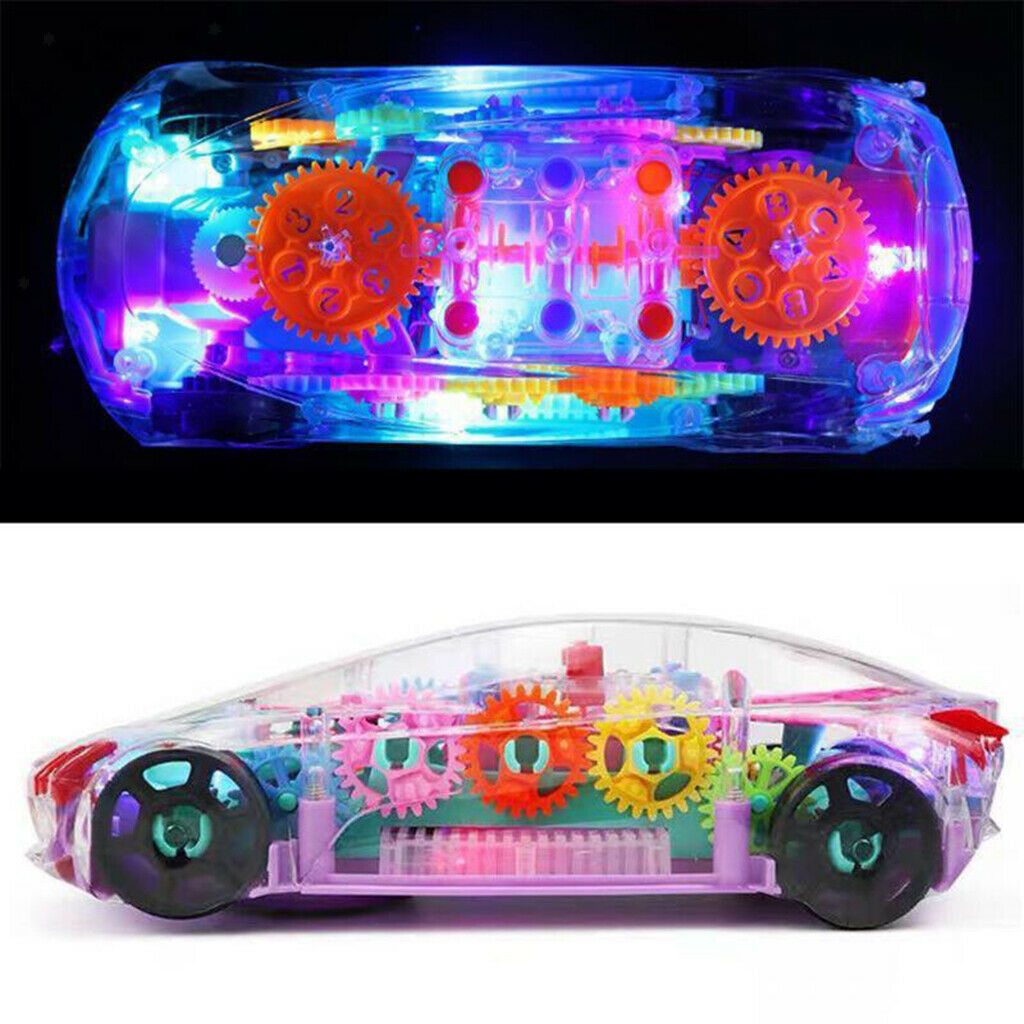 Durable Transparent Mechanical Gear Race Car Toys for Boys Girls Xmas Gifts