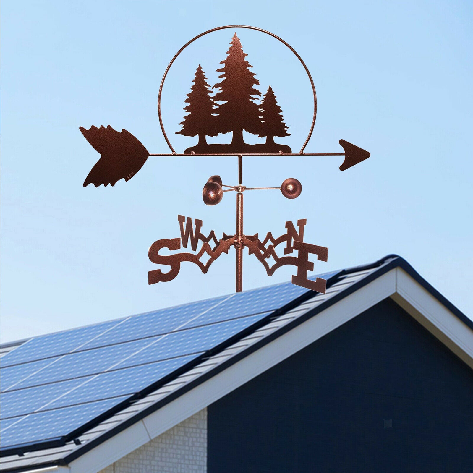 Metal Iron Weathervane Weather Vane Wind Direction Indicator Decorations