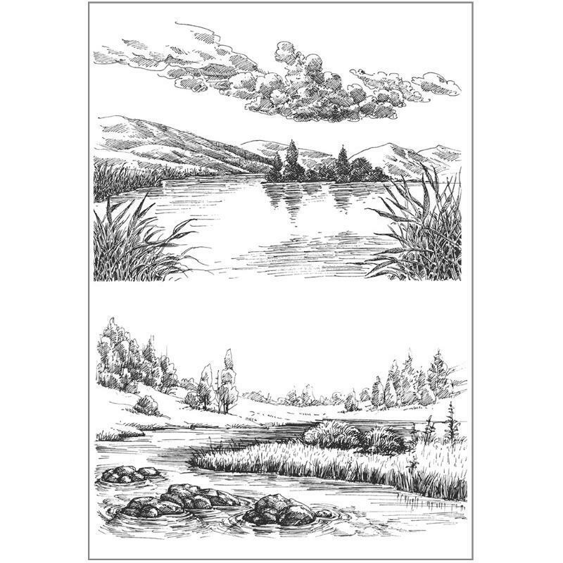 Lake / River DIY Silicone Clear Stamp Cling Seal Scrapbook Embossing Album Craft