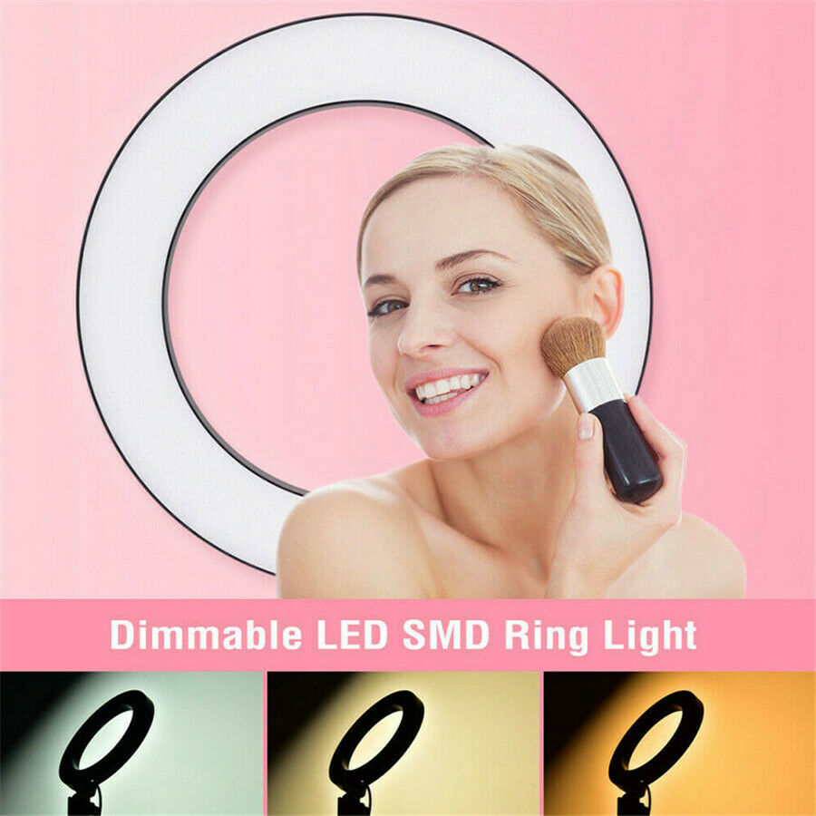 LED Ring Light Lamp Selfie Camera Tripod Stand Phone Take Pictures Tool Dimmable