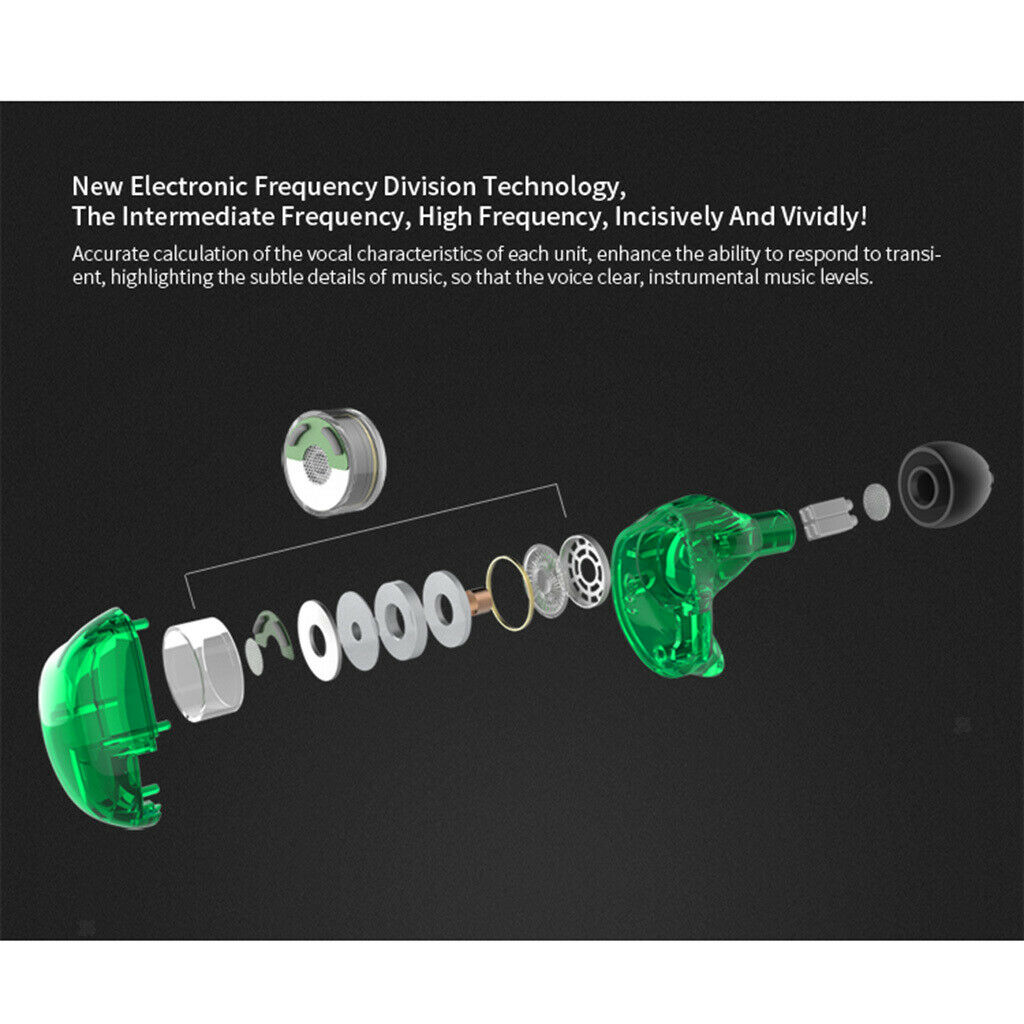 Earphone In Ear Headphone EarBuds Earpiece For Cell Phone Green With Mic