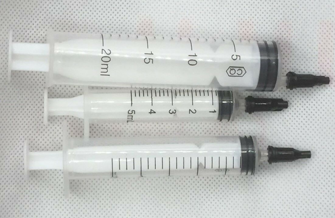 5cc, 10cc and 20cc barrel + Lock Sringe Needle Tip Cap Dispensing black