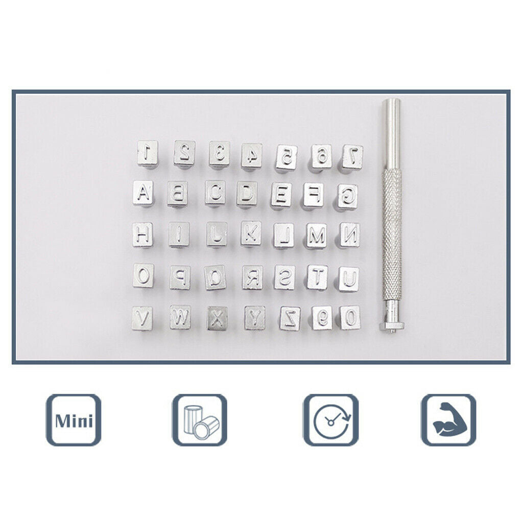 4mm Leather Embossing Tools Manual Craft Carving Kit Letter and Number Shape