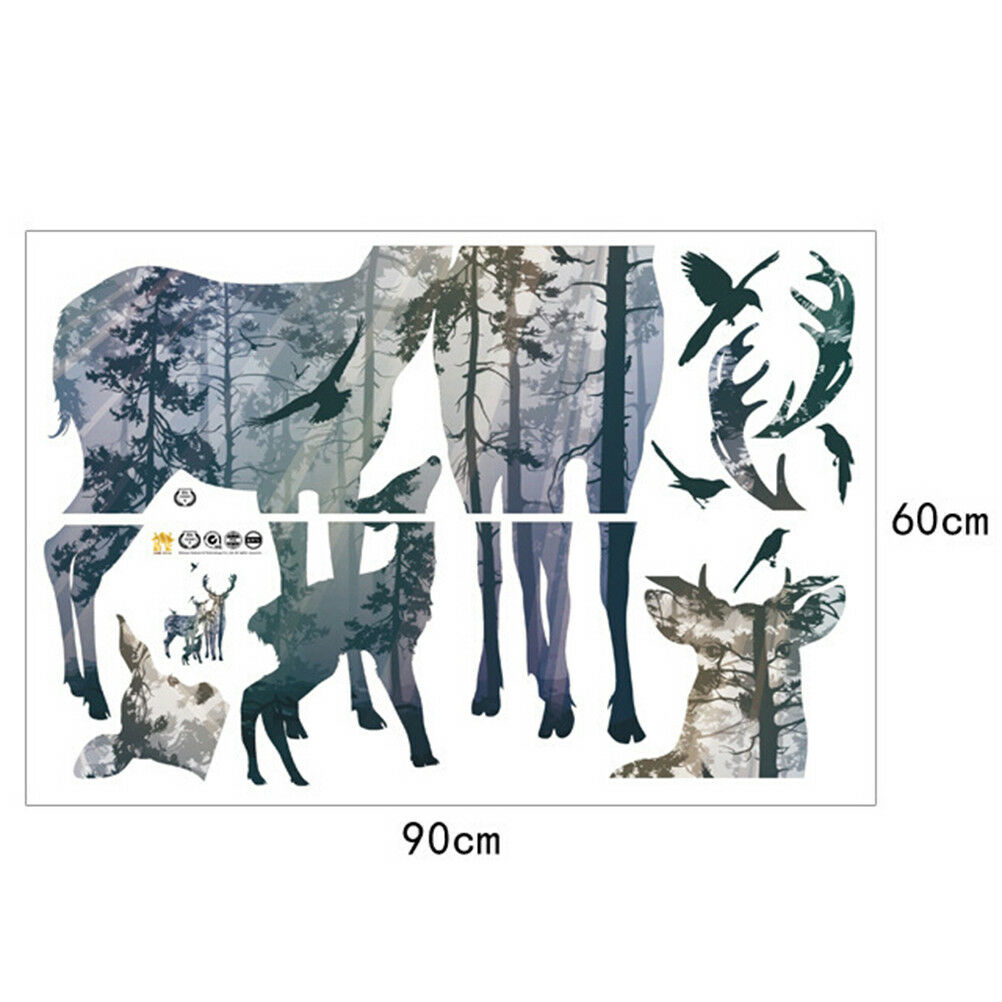 removable deer forest wall stickers decals art mural vinyl jfome decor di.l8