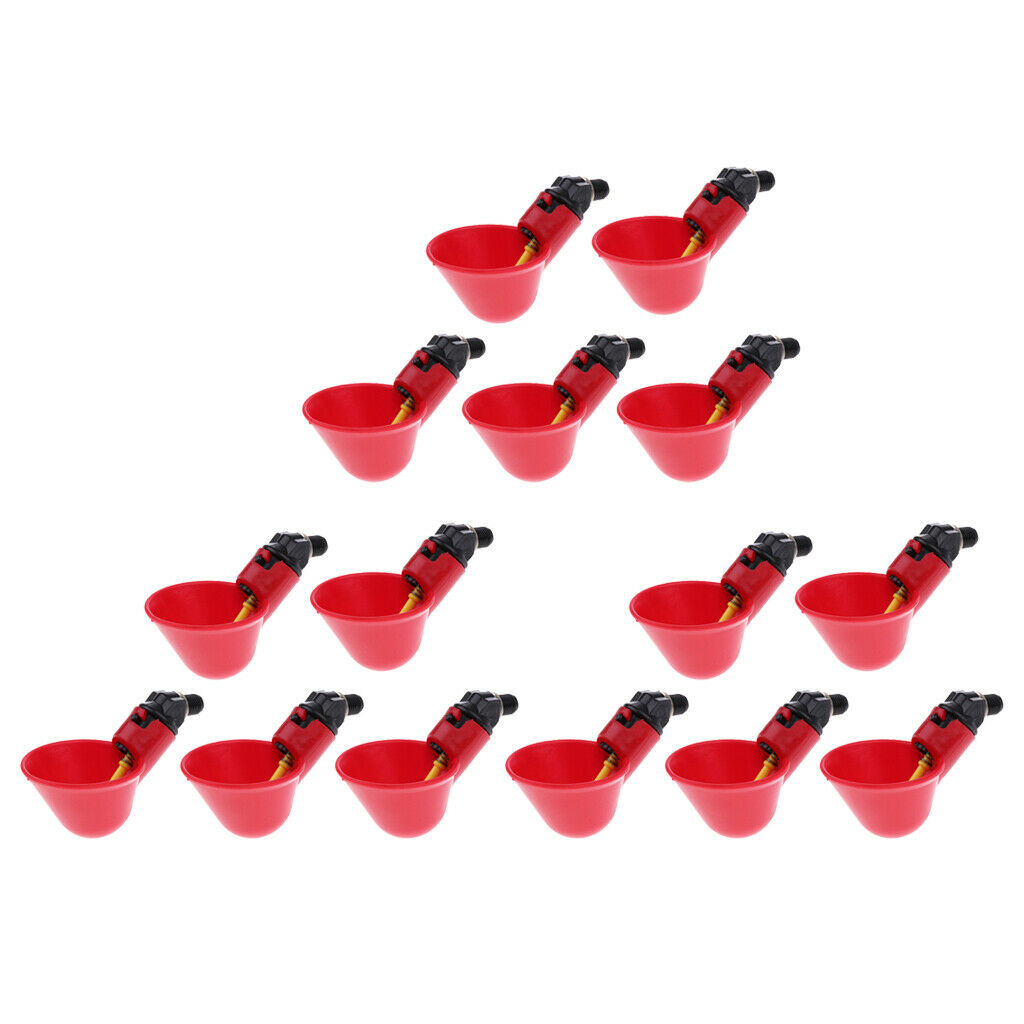 15x Pigeon Drinkers Waterers Plastic Cups for Cage Coop Poultry Supplies Red