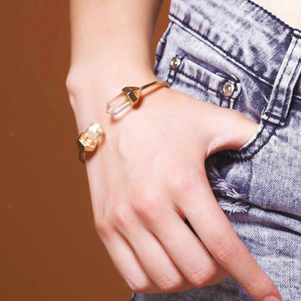 Chic Hex Cylinder Bracelet Women Open Bangle Jewelry Gifts for Women Golden