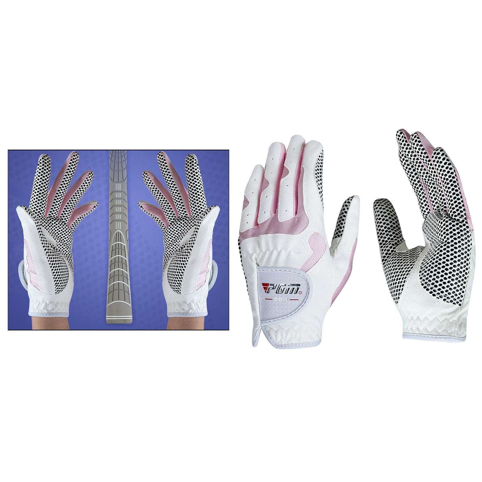 Women's Golf Glove Breathable Left Right Hand Golfer Gloves White Pink L