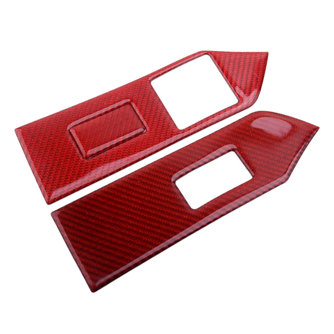 Red Carbon Fiber Window Lift Switch Button Panel Trim Fit For Ford Mustang 09-13