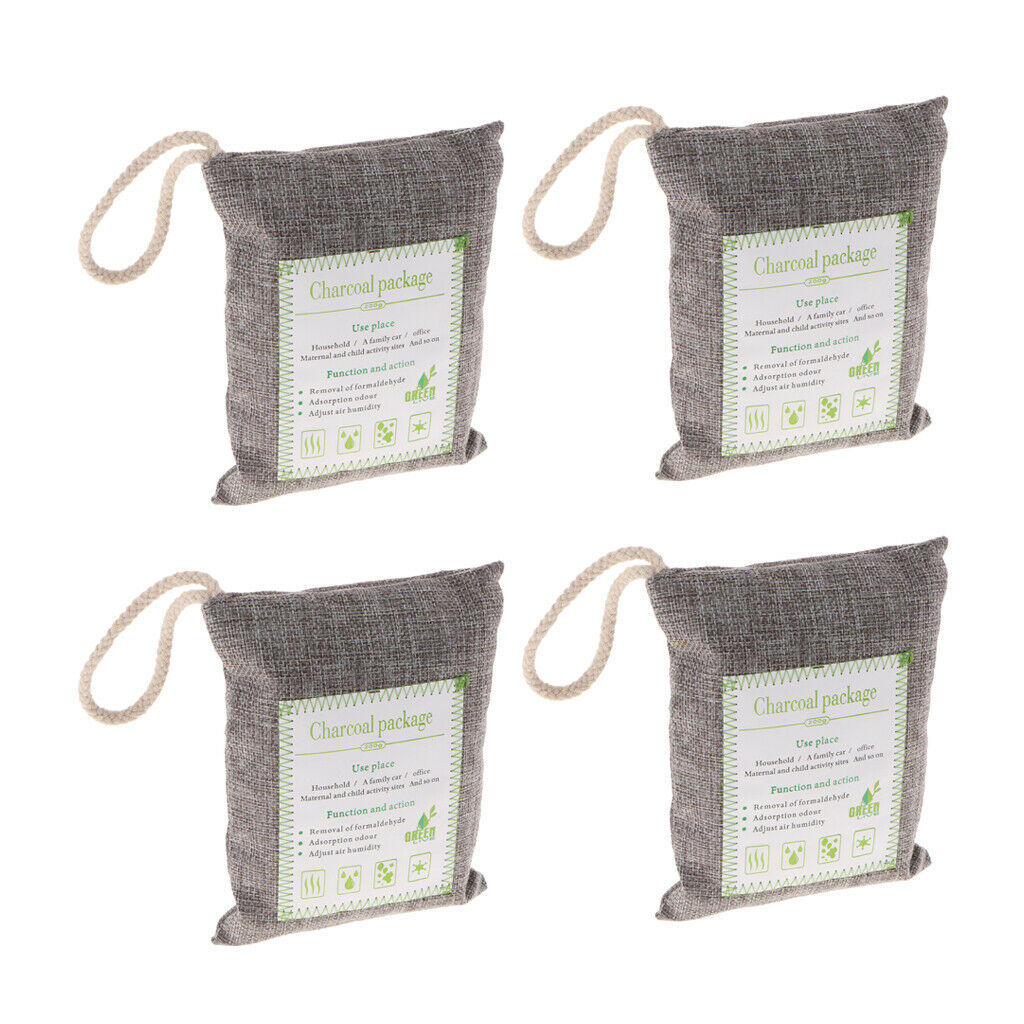 4 Bamboo Charcoal Air Purifying Freshener Bag Odor  Charcoal Color