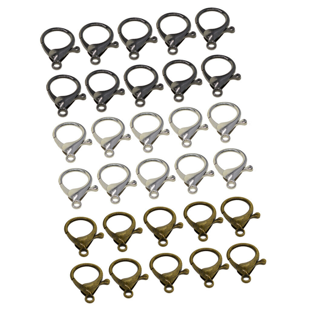 30pc Mix Large Lobster Clasps Alloy Lobster Claw Clasps DIY Jewelry Findings