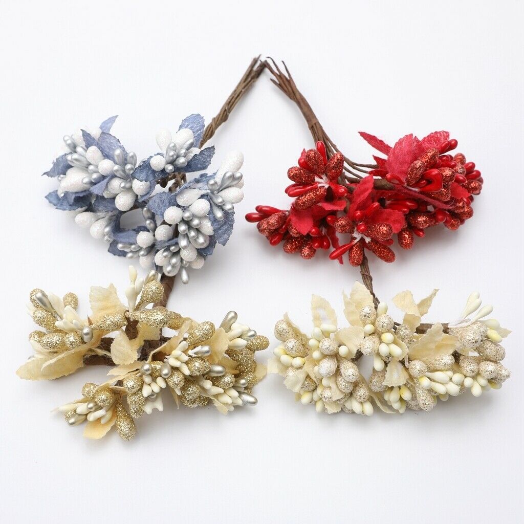 4pcs artificial flowers berries bouquets floral home wedding decor Champagne