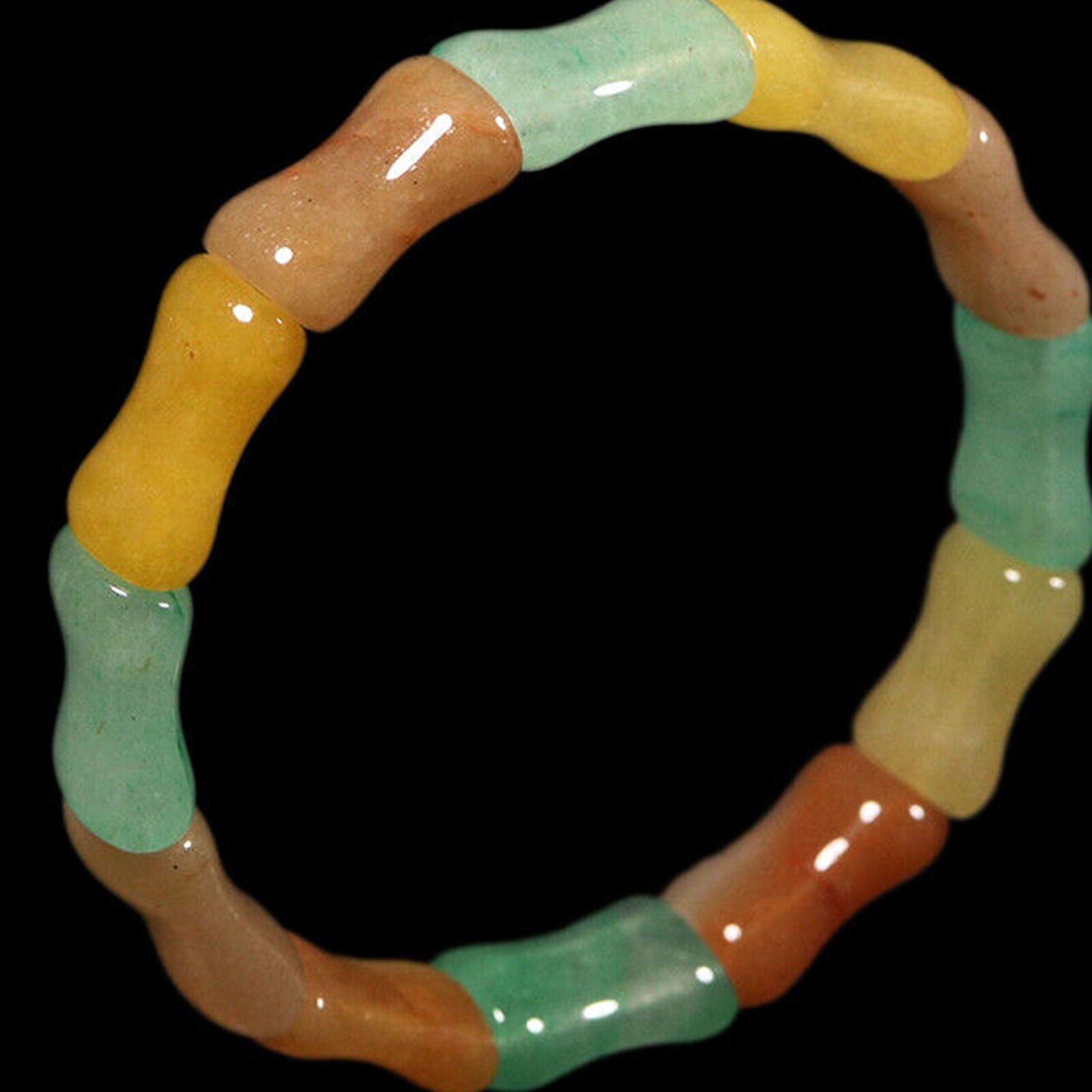 8" 100% Natural Grade A Yellow Brown Green Aventurine Jade Bracelet Bangle