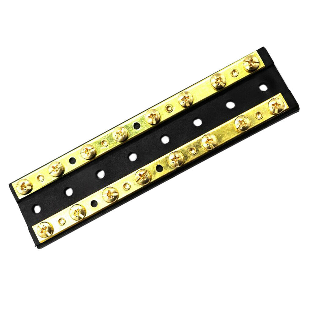 60A DC 32V Dual Brass Bus Bar Power Distribution Block with 16 Terminals