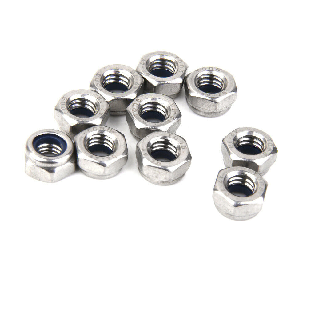 10pcs M6 Insert Nylon Collar A2 Stainless Steel Screws Bolts Nuts