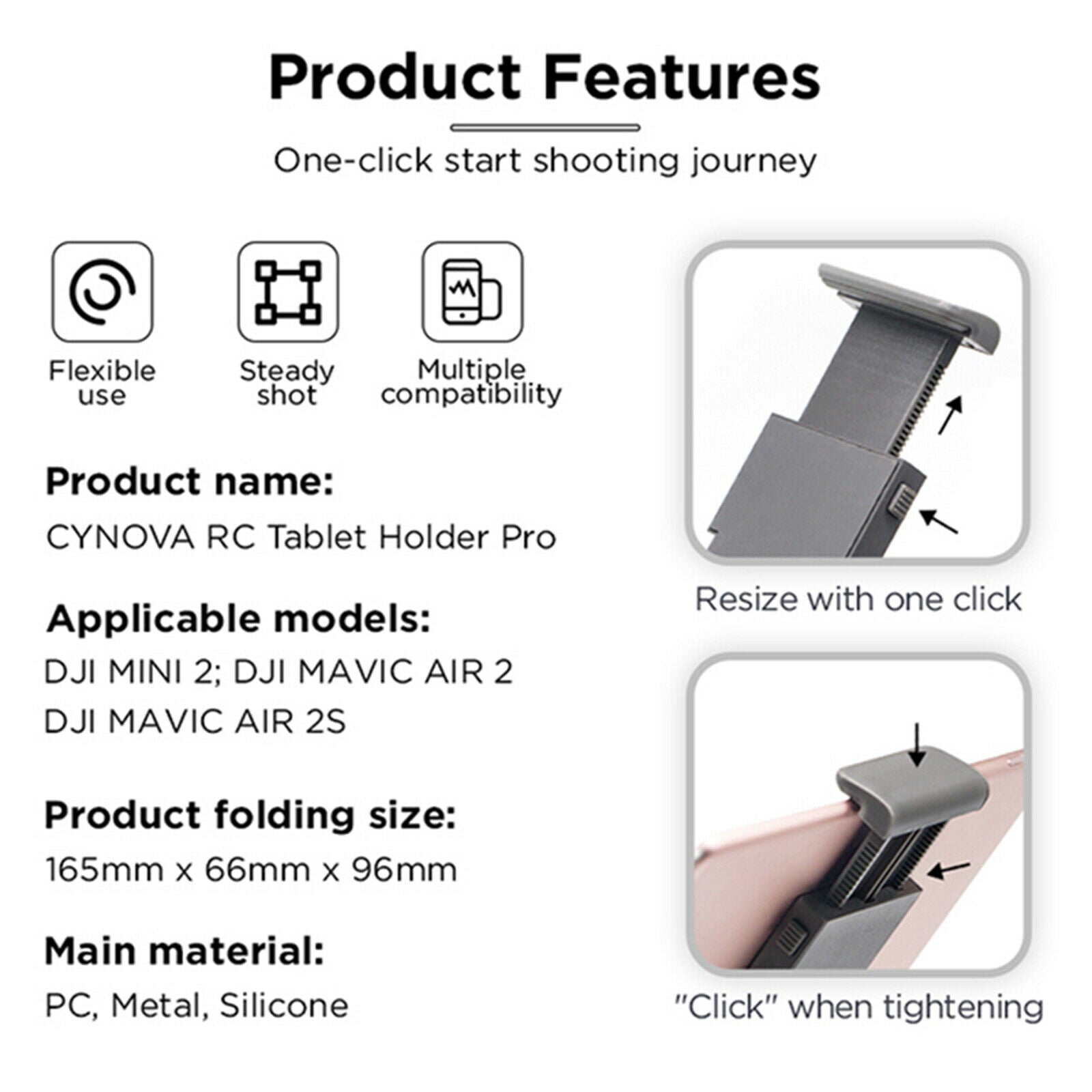 Expansion Bracket Tablet Holder for Mini 2/Mavic Air 2/ Air 2S Remote Controller