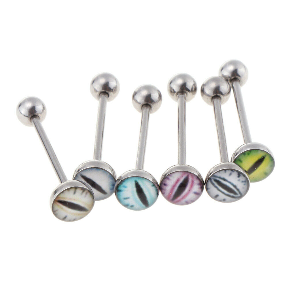 6 pieces Evil Eye Stainless Steel Navel Piercing Lip Tongue Navel Piercing 14g
