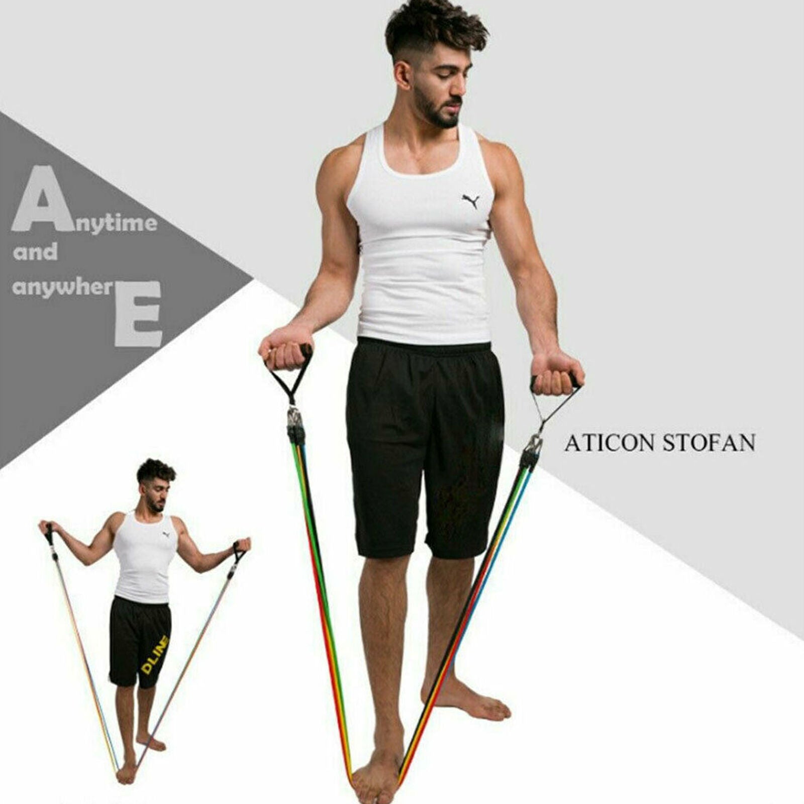 11pcs Resistance Band Set Yoga Pilates Abs Exercise Fitness Tube Workout Bands