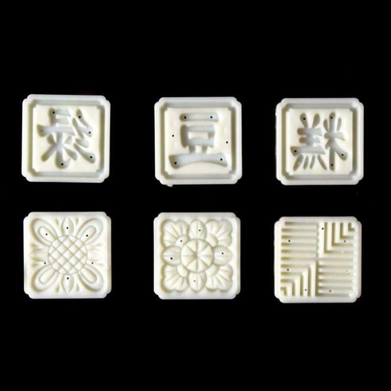 6pcs Stamp Square Barrel Hand Press Moon Cake Pastry Mould DIY 25g Mooncake Mold