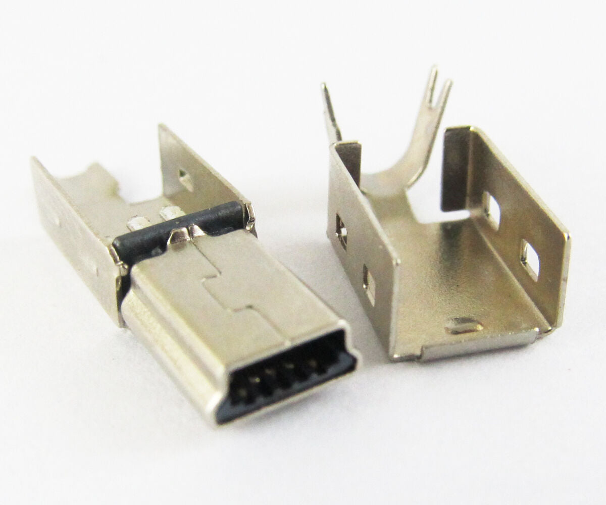 100 pcs Mini USB Plug Male Socket Connector 5 Pin, Metal