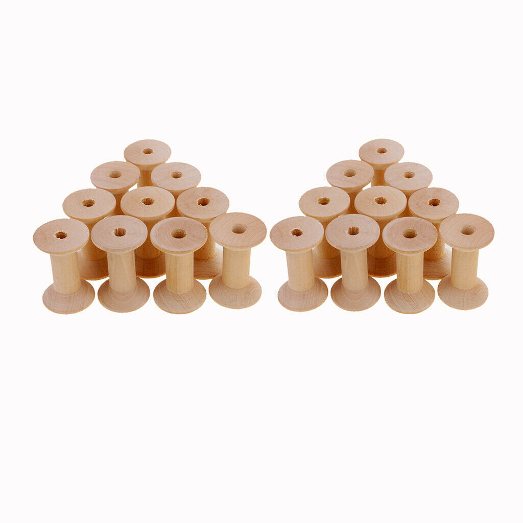20pcs Wooden Empty Thread Spools Reels