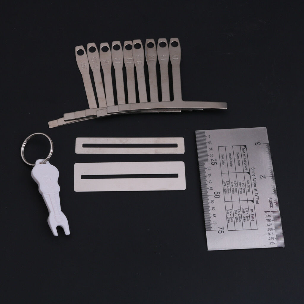 9pcs Stainless Steel Understring Radius Gauge+String Action Ruler+Pin Puller