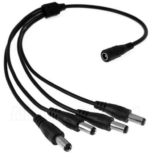 4 Way DC Power Supply Splitter Cable for 12V PSU CCTV Camera DVR Security Kit