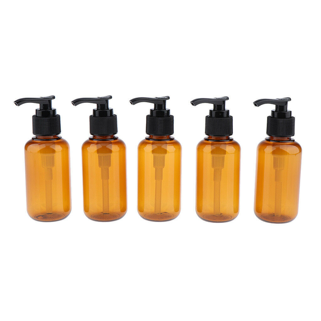 5 x 100mL Plastic Empty Pump Bottle Travel Shampoo Lotion Body Wash Container