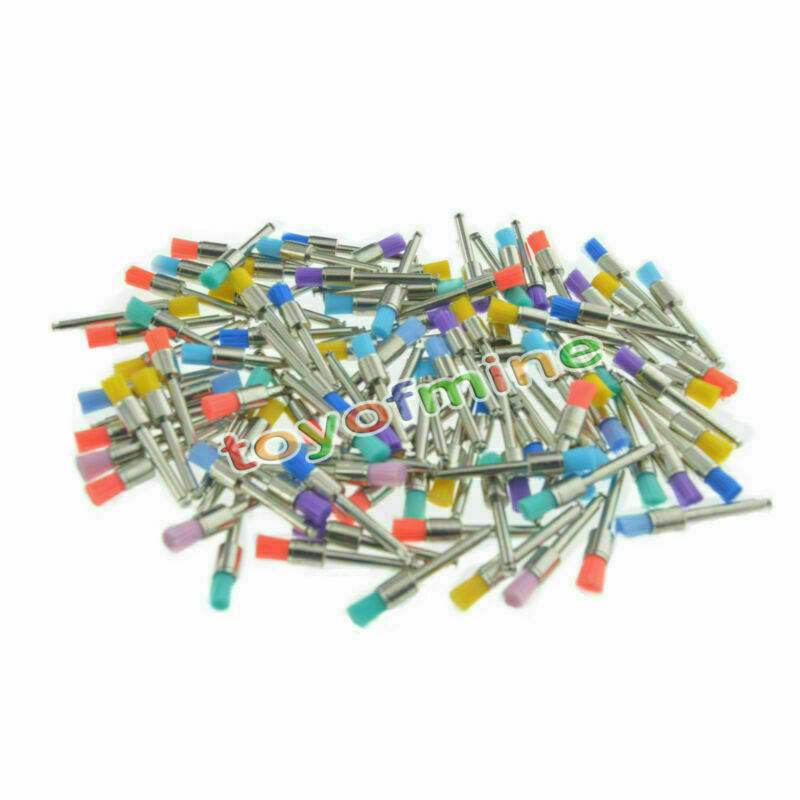 100 PCS New Mixed Color Nylon Latch Flat Dental Polishing Polisher Prophy Brush