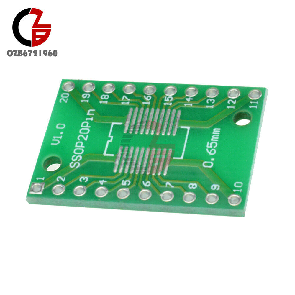 10PCS SOP20 SSOP20 TSSOP20 to DIP20 1.27mm 0.65mm Adapter PCB Converter Plate