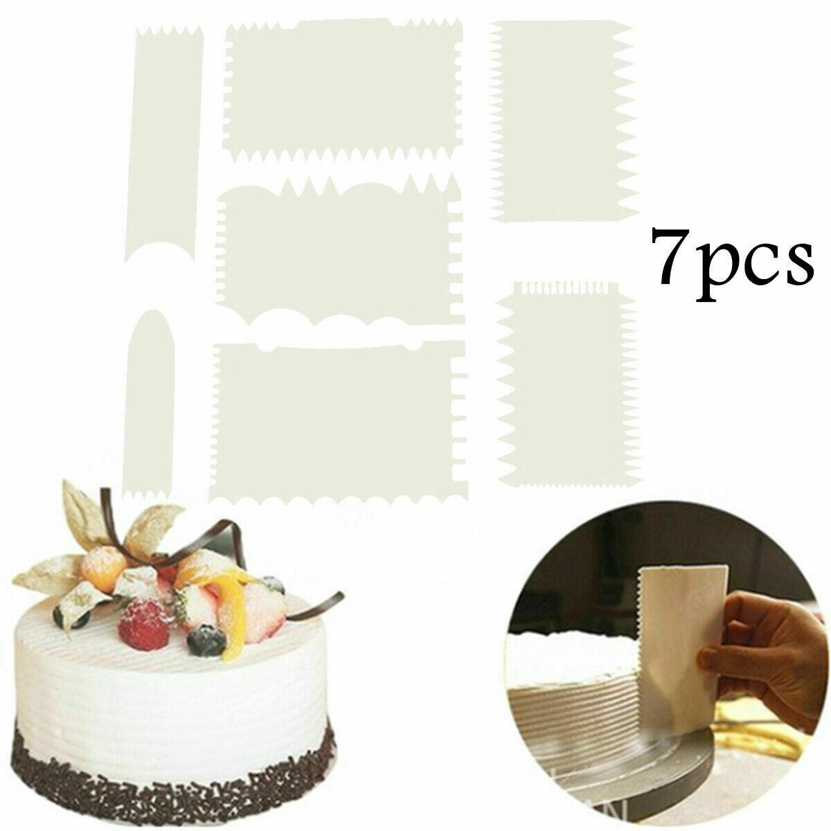7X Cake Comb Edge Scraper Baking Decorating Cutter Smoother Icing Dough Edger