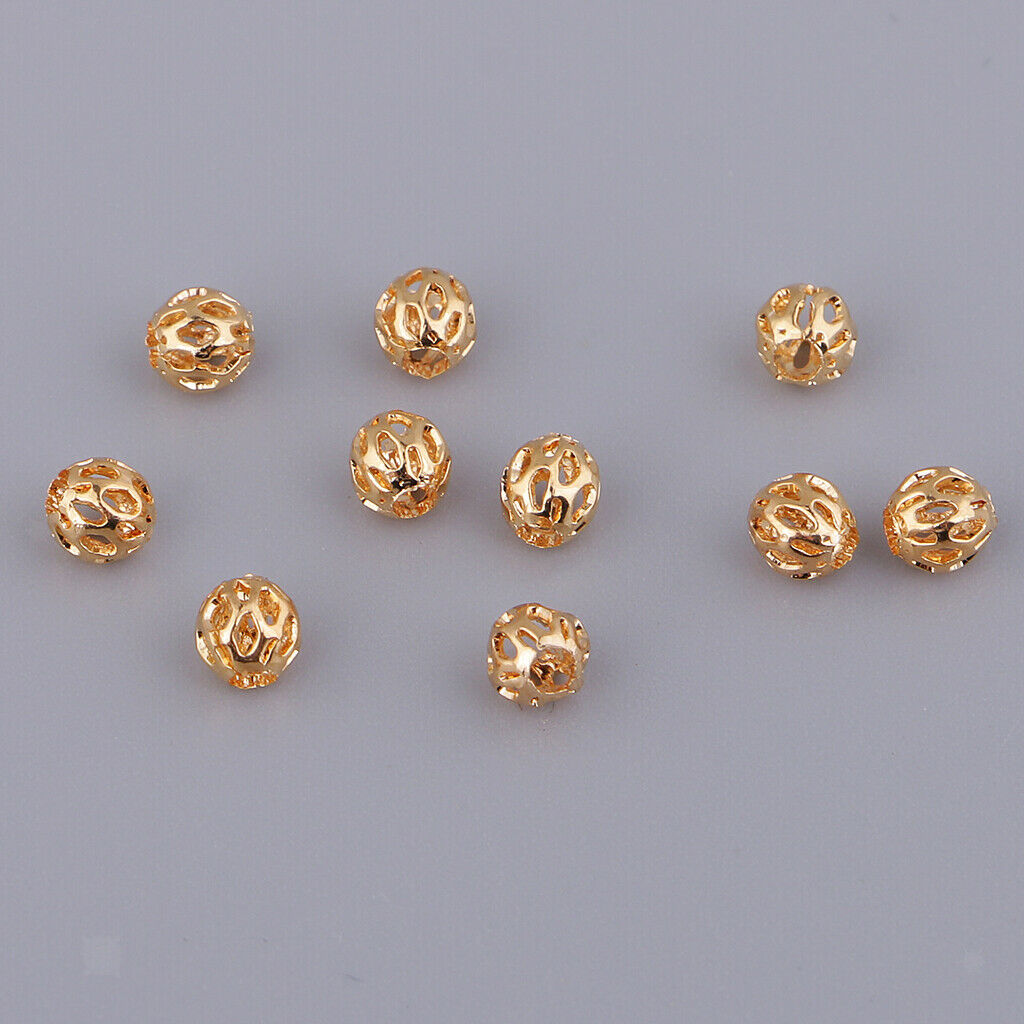 10pc 3.5mm Hollow Ball Flower Beads Charms Filigree Spacer Beads DIY Jewelry