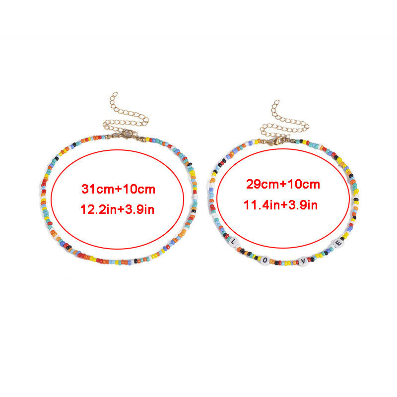Boho Women Handmade DIY Beaded Letter Choker Necklace Charm Chain Jewelry Gif Rf