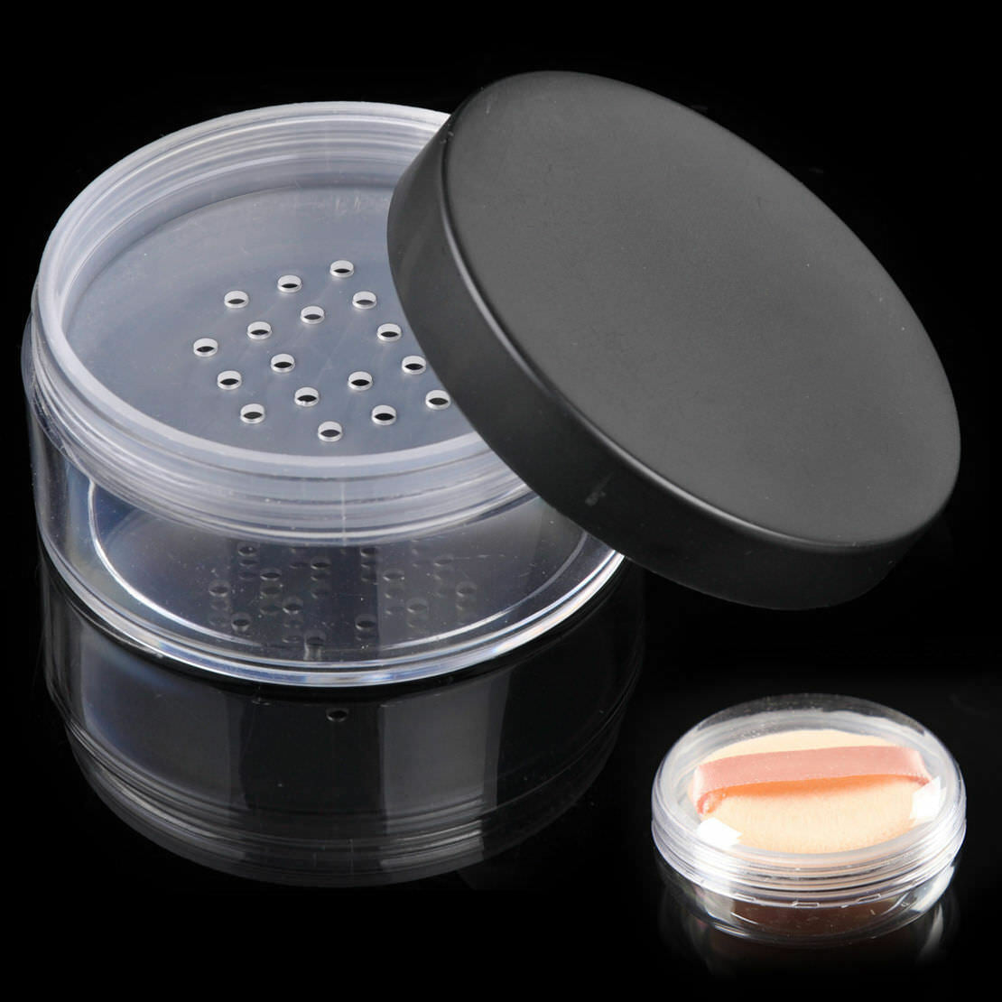 Plastic 50g Loose Powder Jar Powder Puff Box Empty Cosmetic Container for Makeup