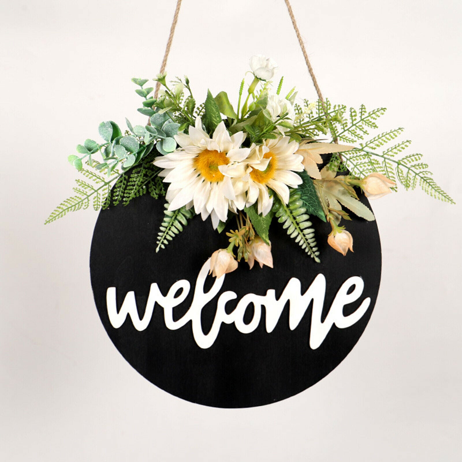Wood Welcome Sign Sunflower Farmhouse Front Door Party New Year Decoration