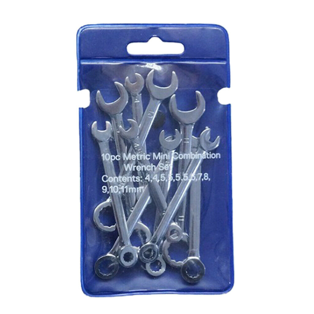 10 Pieces Steel Combination Spanner Wrench Set Flexible Head Metric 4-11MM