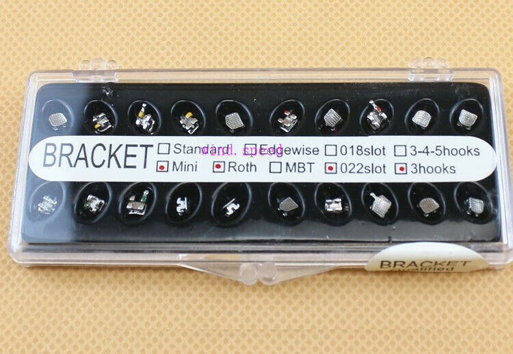 100kit Metal Orthodontic Brackets Molar Braces Mini Roth 022 Slot 3 Hooks Dental