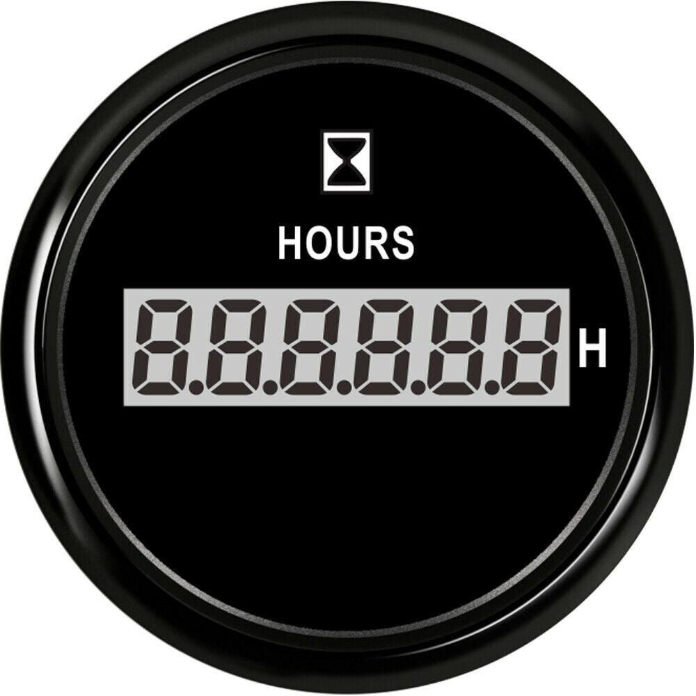 52mm 2-1/16" hourmeter for car truck marine timing gauge waterproof red led 9-32