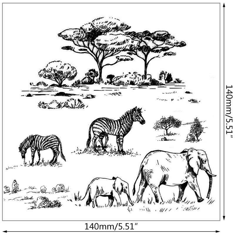 Zebra Elephant DIY Silicone Clear Stamp Cling Seal Scrapbook Embossing Album
