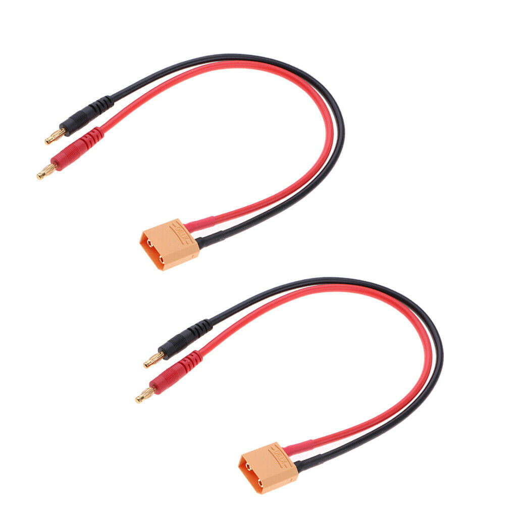 2x RC Battery Plug Charging Cable XT90 Connector to 4mm Banana Bullet Plugs