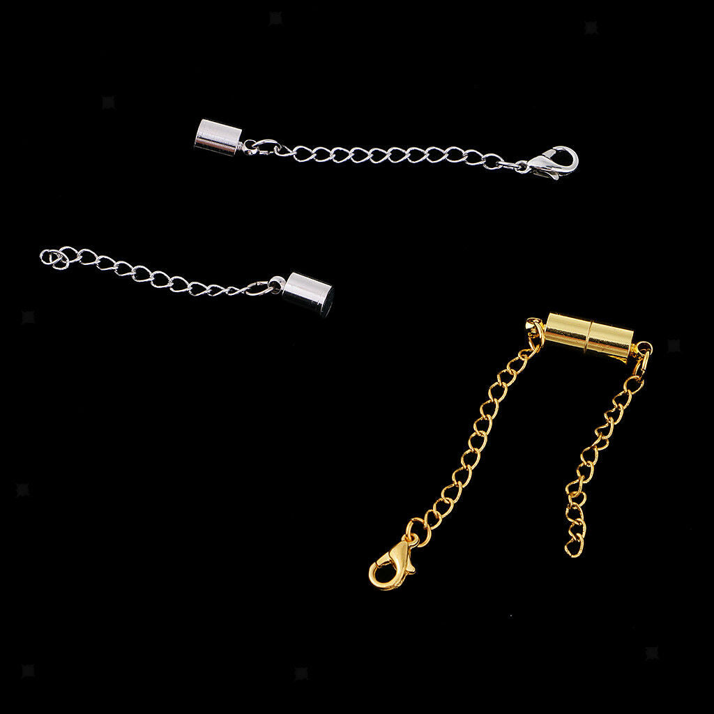 2x Magnetic Hooks Lobster Clasps Necklace Bracelet Extender with Chains 97mm