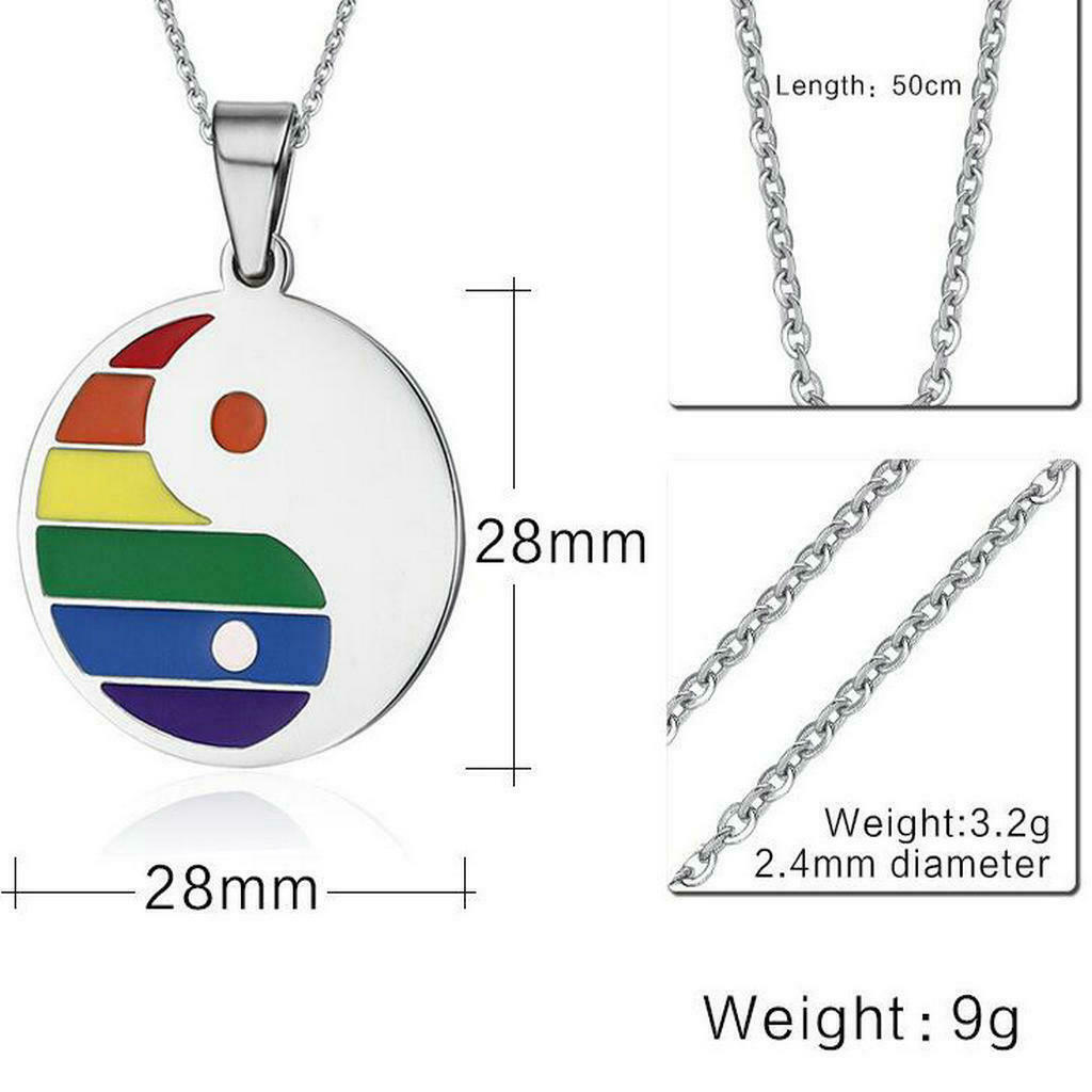 Rainbow PRIDE Stainless Steel Dog Tag Pendant Chain Necklace