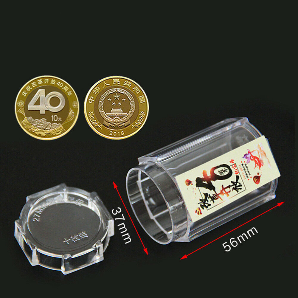 27mm Commemorative Coin Storage Tube Empty Protector Box Holder 20 Coins Collect