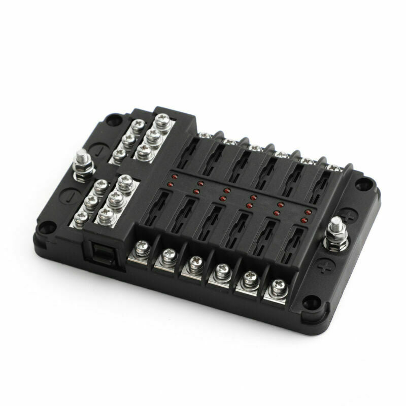 12 Way Circuit Standard ATC ATO LED Fuse Box 32V Universal 250Amp Waterproof CN