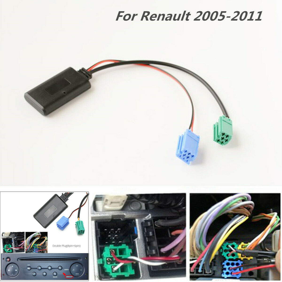 1Pcs Car AUX Input Wireless Bluetooth Audio Cable Adapter for Renault 2005-2011