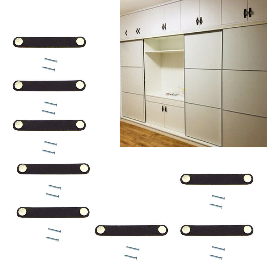 8x Handmade Leather Suitcase Handle Drawer Cabinet Leather Handle Pulls Knob