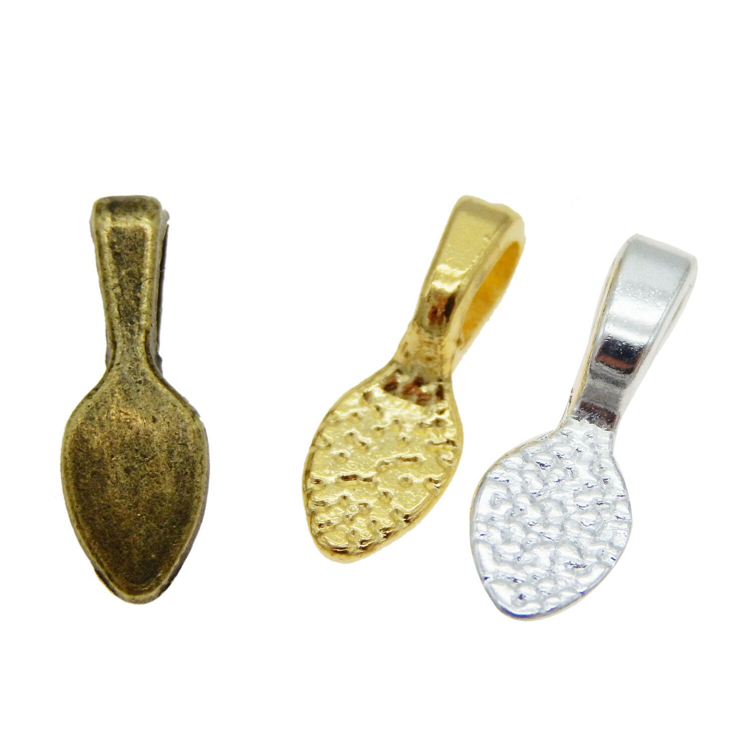 60pcs Mixed Colors Metal Glue On Bails Pendants Charms Jewelry Findings 15x5x4mm