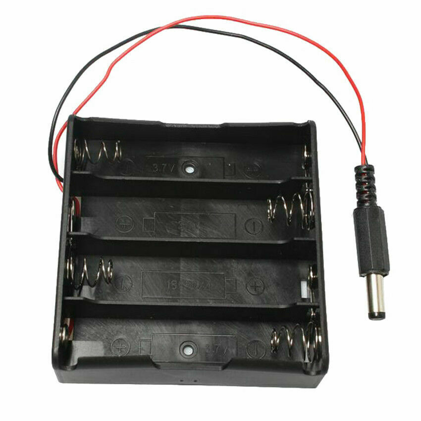 4-Section Battery Holder Plastic Case Storage Box With Wire DC Power Plug
