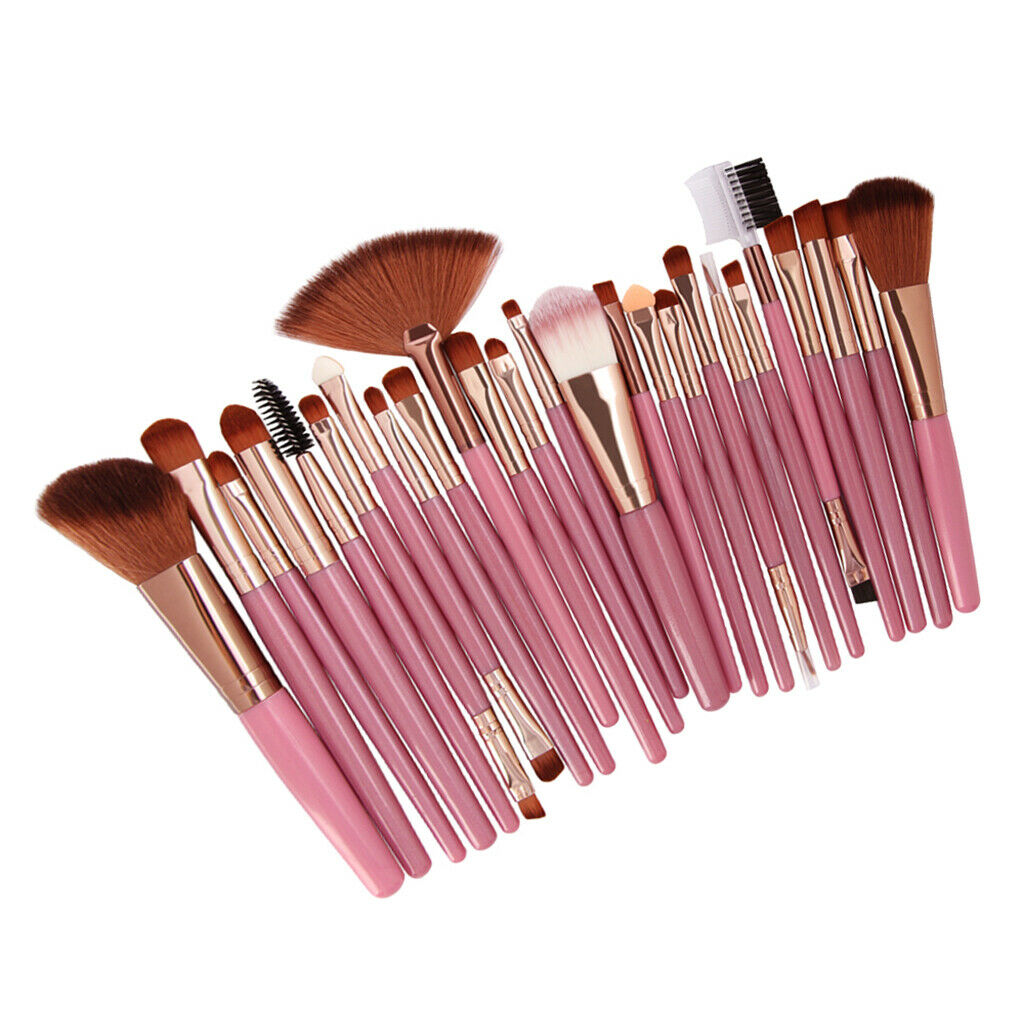 25 Packs Makeup Brushes Concealer Bronzer Blush Blending Brush Pink Coffee
