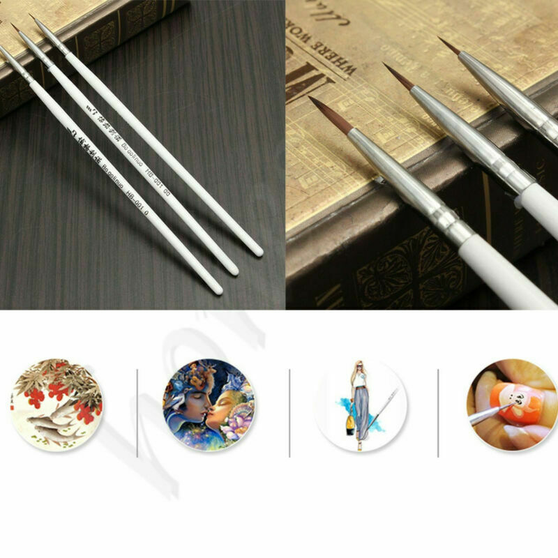 6X Weasel's Hair Brush Pen Nail Art Strokes Watercolor Paint Oil Painting Draw