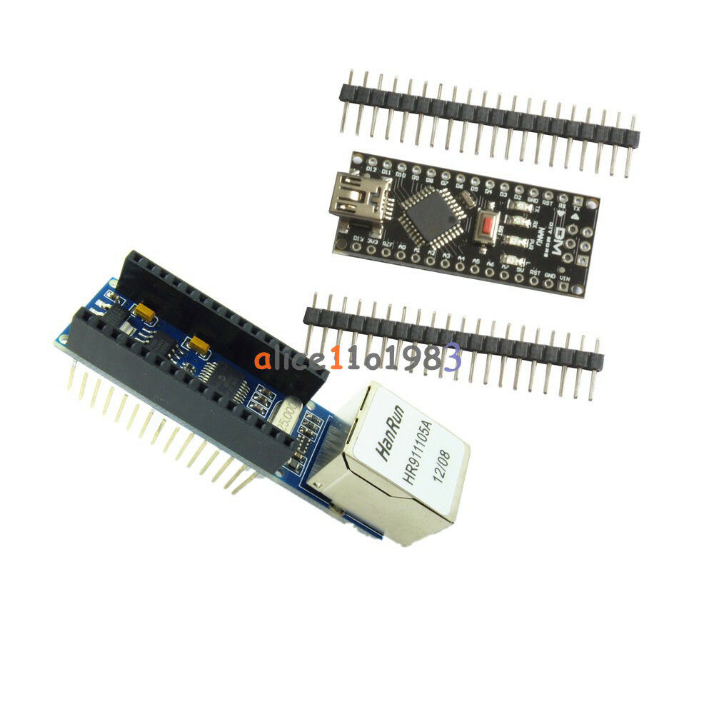 Arduino USB Nano V3.0 4.0 Atmega328P 5V Board + ENC28J60 Ethernet Shield Module